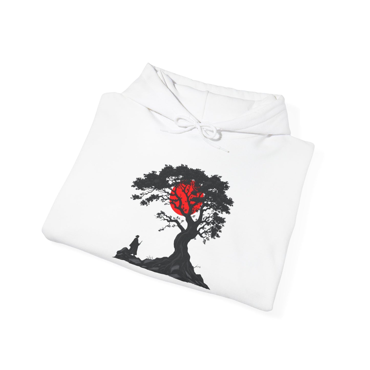 Nature-Inspired Hooded Sweatshirt with Red Heart Tree Design, Cozy Unisex Hoodie, Great for Gifts and Outdoor Lovers, Ideal for Fall and