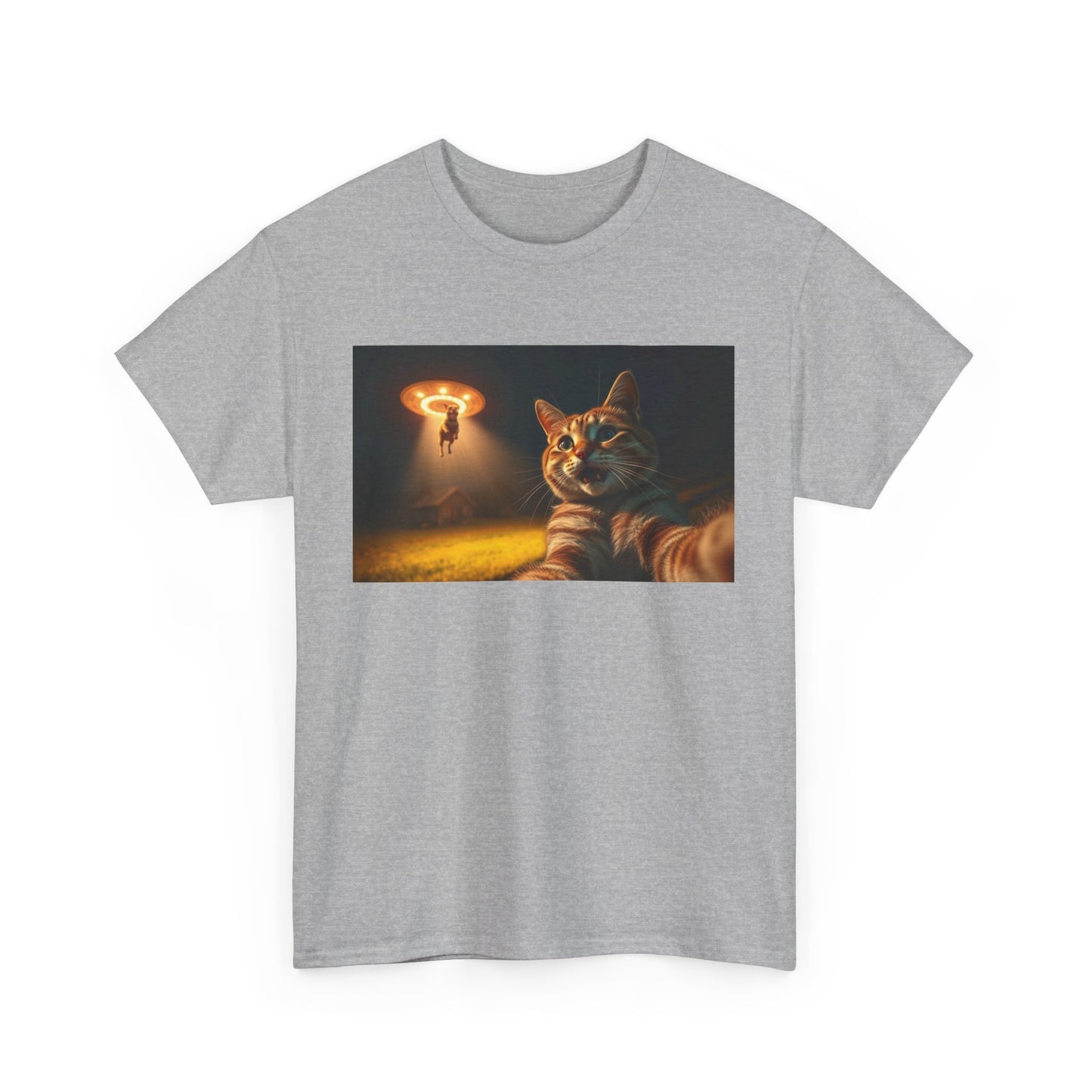 Cosmic Cat Tee - Fun Alien Abduction Graphic T-Shirt