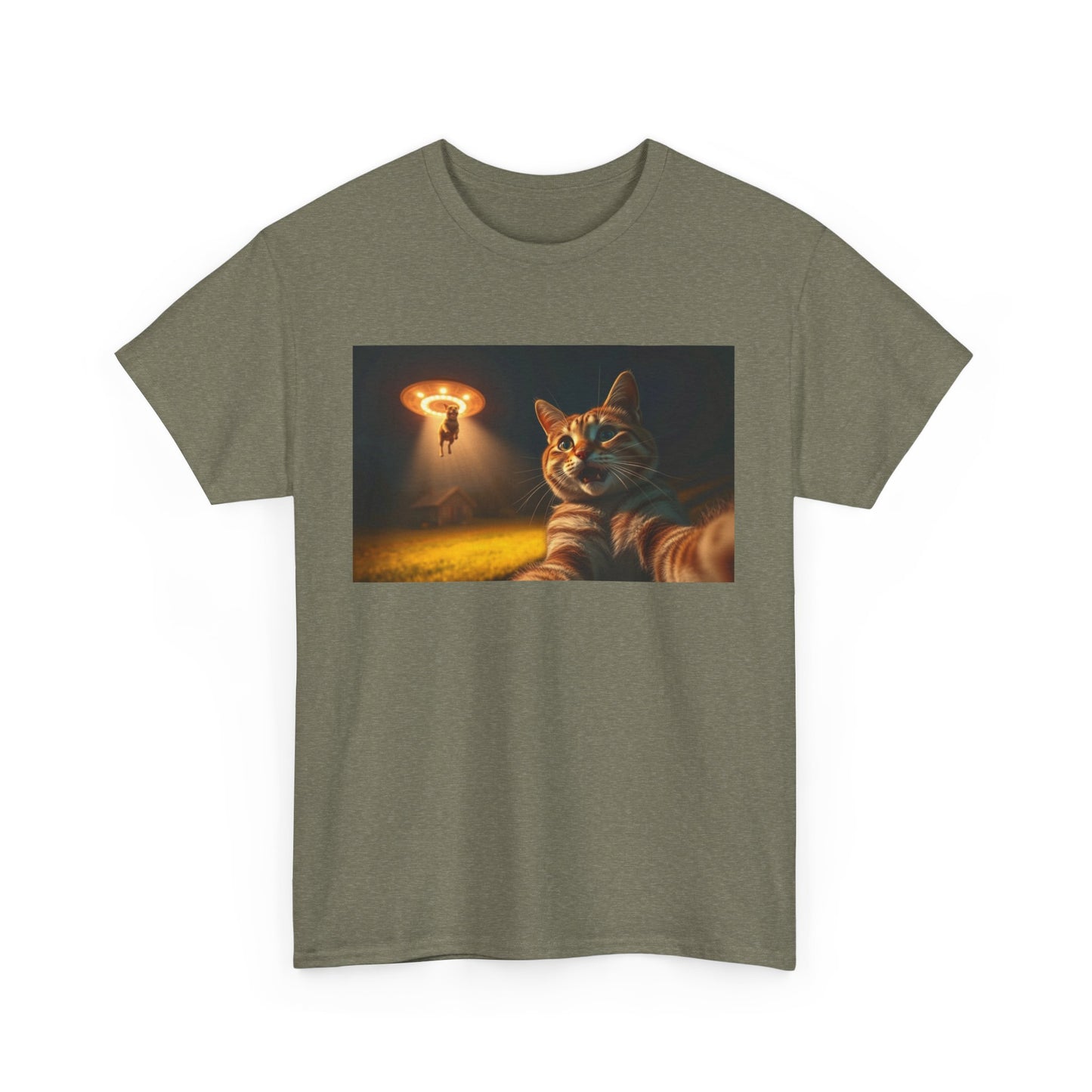 Cosmic Cat Tee - Fun Alien Abduction Graphic T-Shirt