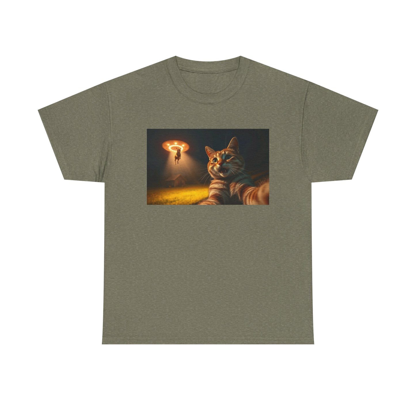 Cosmic Cat Tee - Fun Alien Abduction Graphic T-Shirt