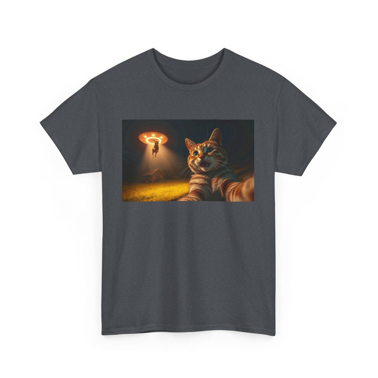 Cosmic Cat Tee - Fun Alien Abduction Graphic T-Shirt