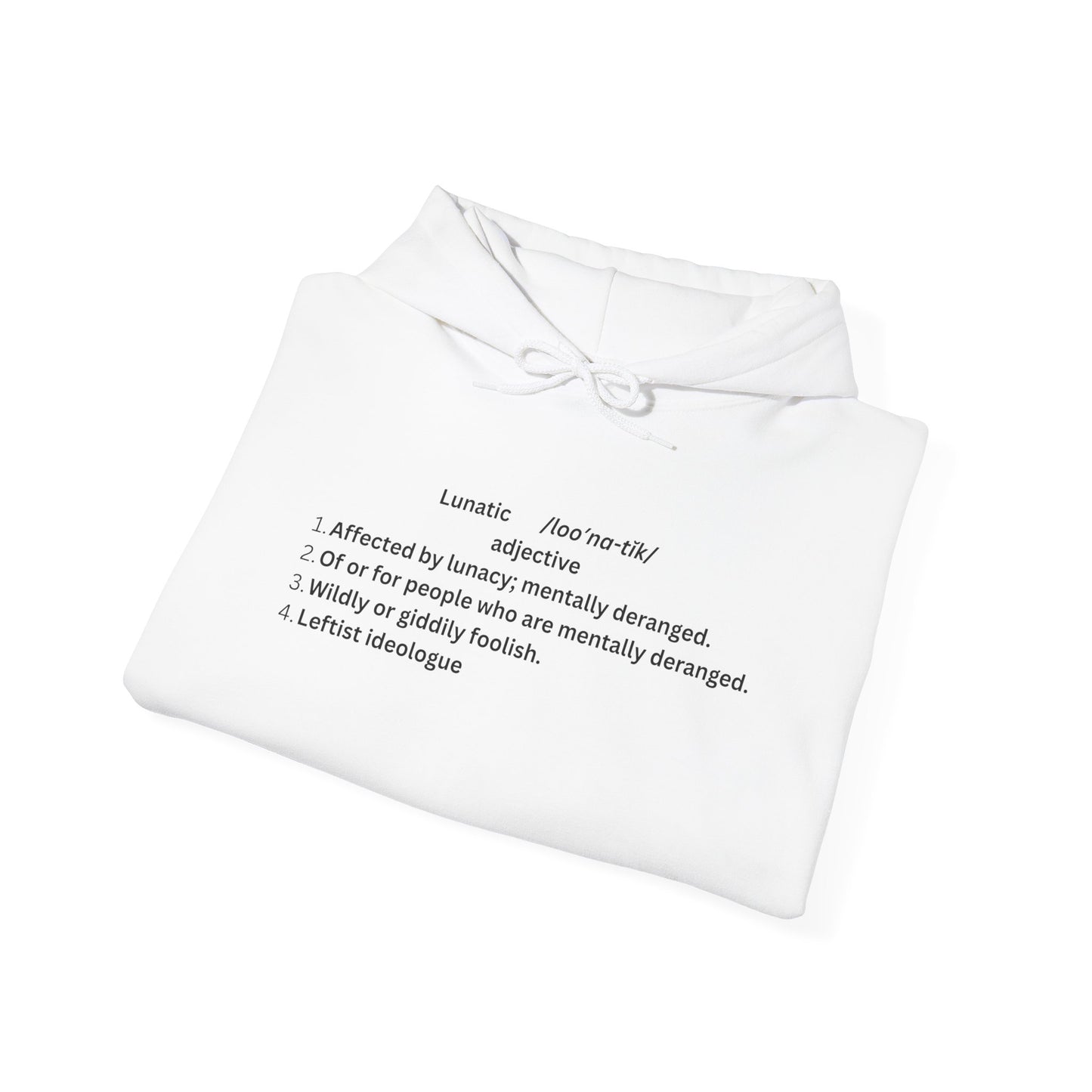 Lunatic Definition Hoodie - Unisex Heavy Blend™ Sweatshirt, Unique Gift for Leftist Ideologues