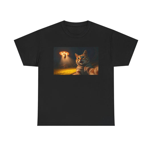 Cosmic Cat Tee - Fun Alien Abduction Graphic T-Shirt