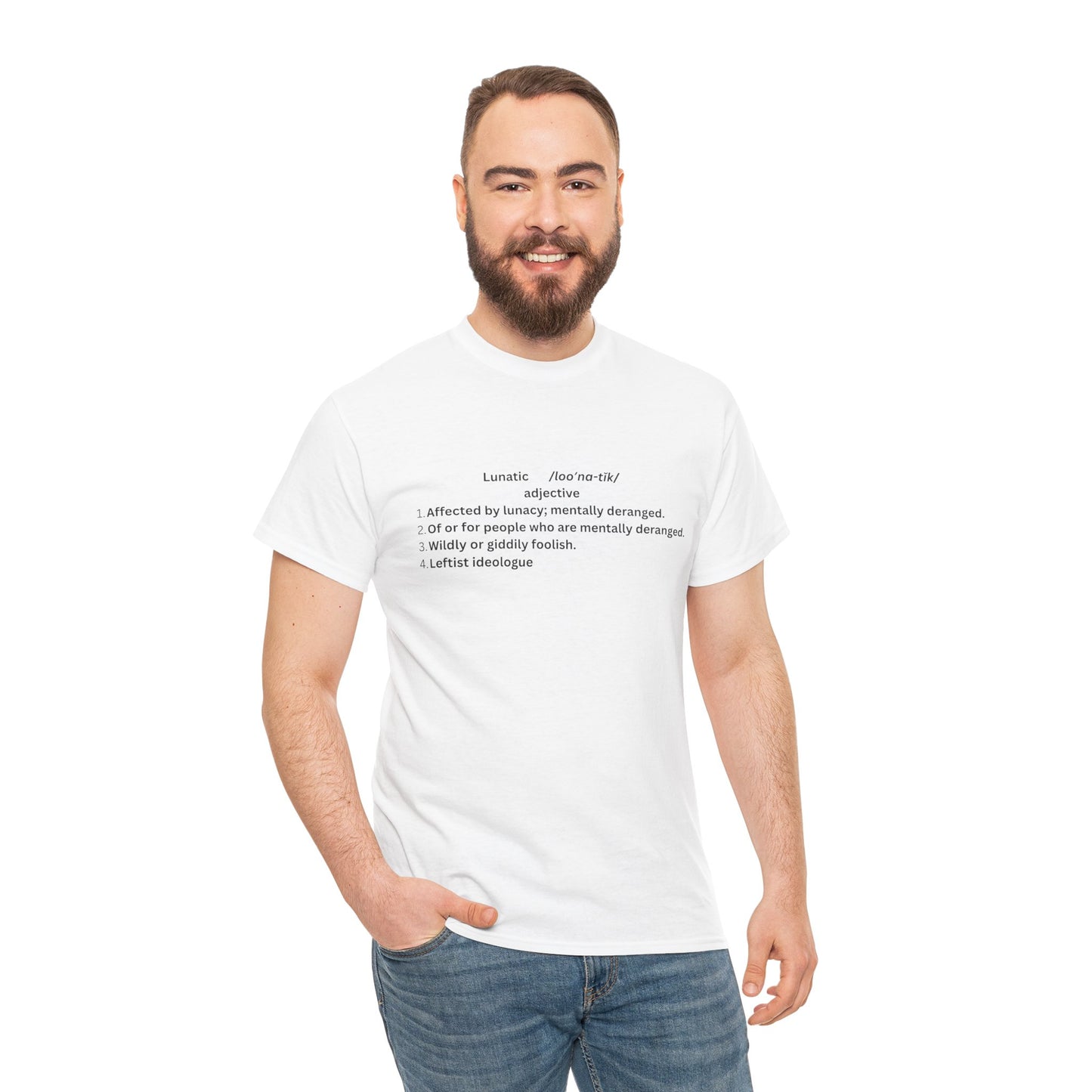 Unisex Heavy Cotton Tee - 'Lunatic' Definition Graphic Tee, Unique and Quirky