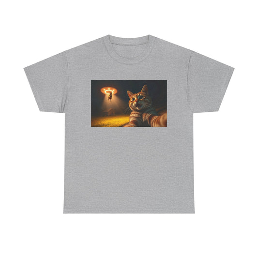 Cosmic Cat Tee - Fun Alien Abduction Graphic T-Shirt