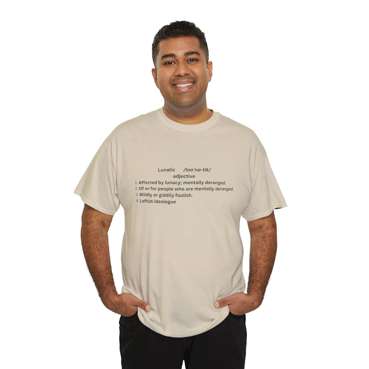 Unisex Heavy Cotton Tee - 'Lunatic' Definition Graphic Tee, Unique and Quirky